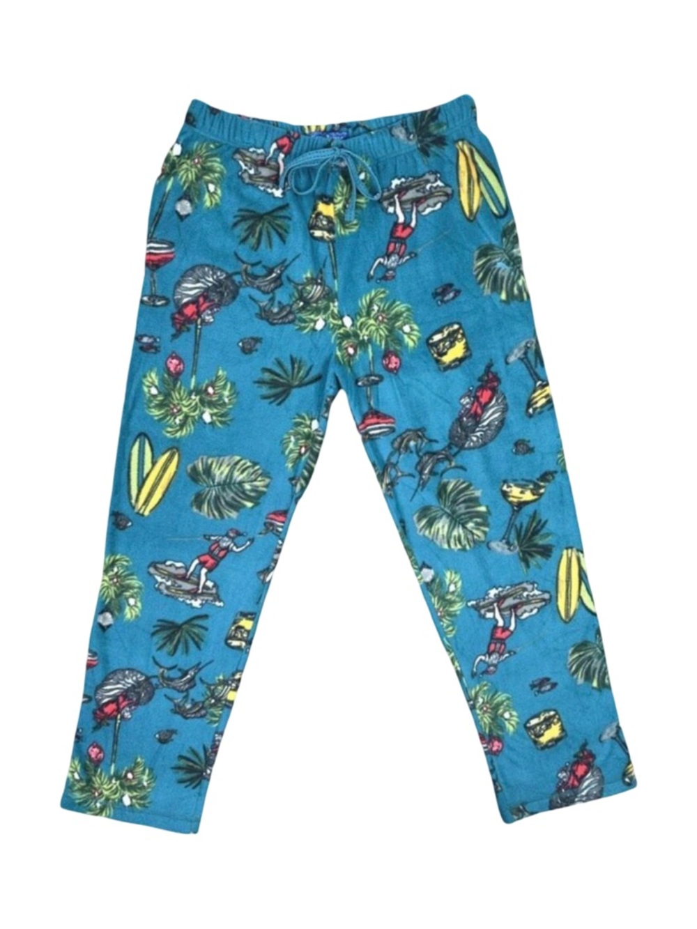 Tommy Bahama Island Sleepwear Santa On Vacation Green Pajama Pants - Size Medium